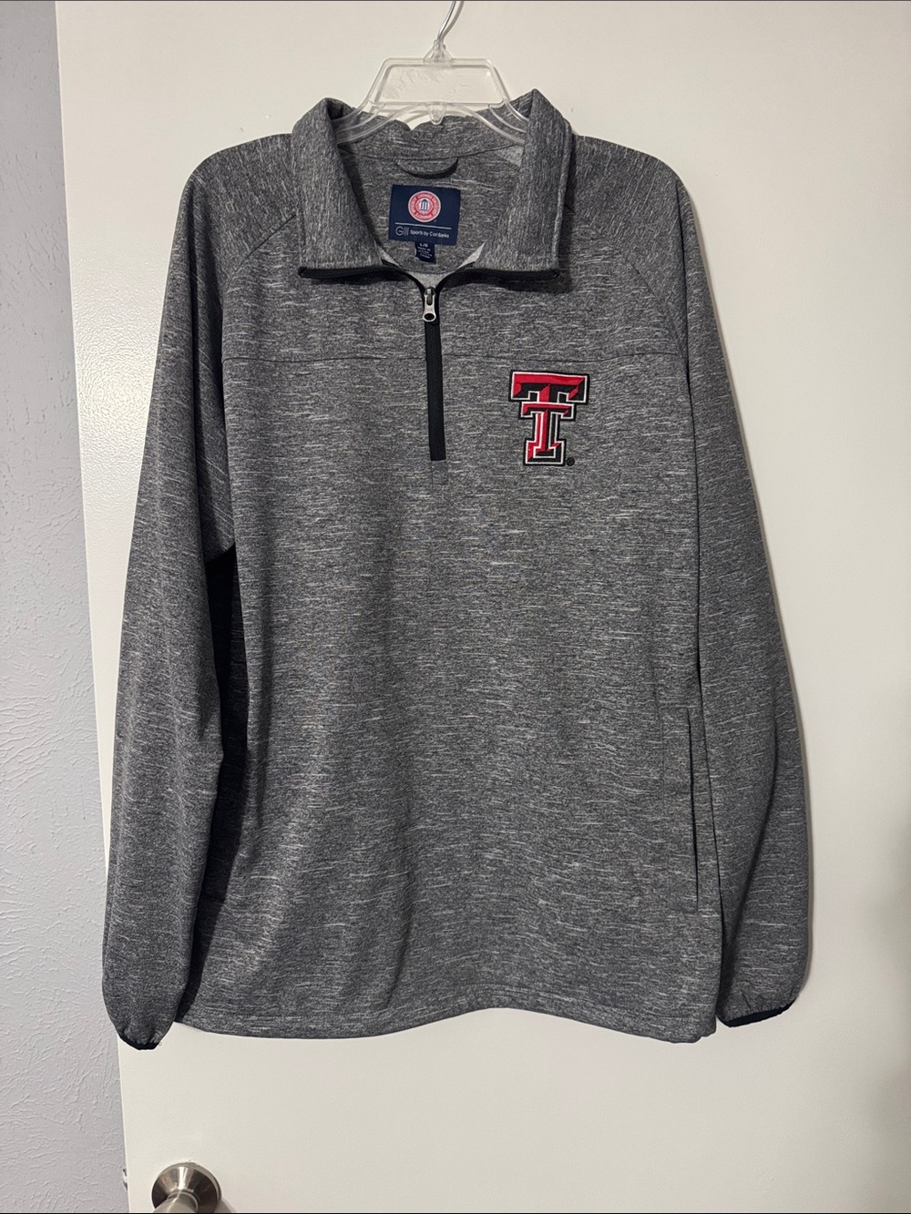 Carl Banks Men's Gray Quarter-Zip Pullover with Red Texas Tech Logo